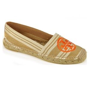 Tory Burch Aline Stripe Latte Canvas Espadrille